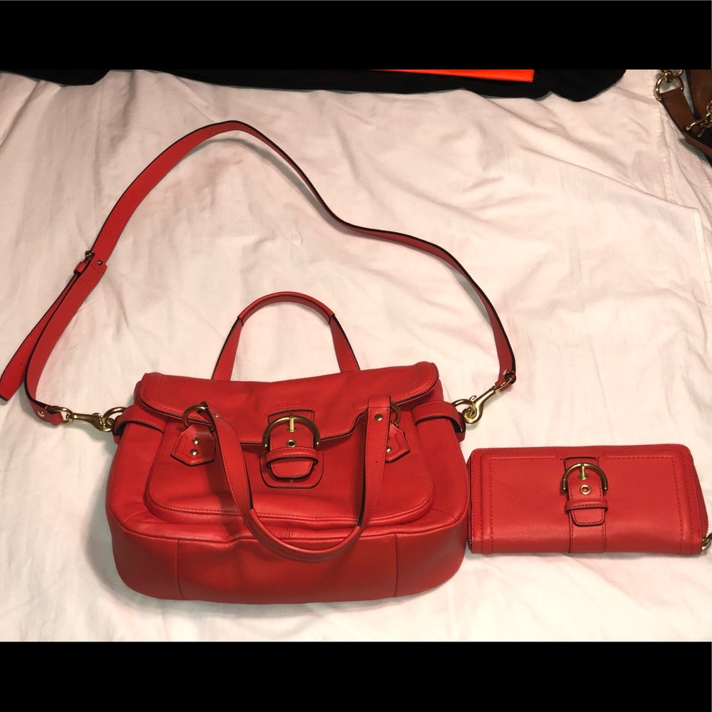 Coach Campbell leather flap satchel